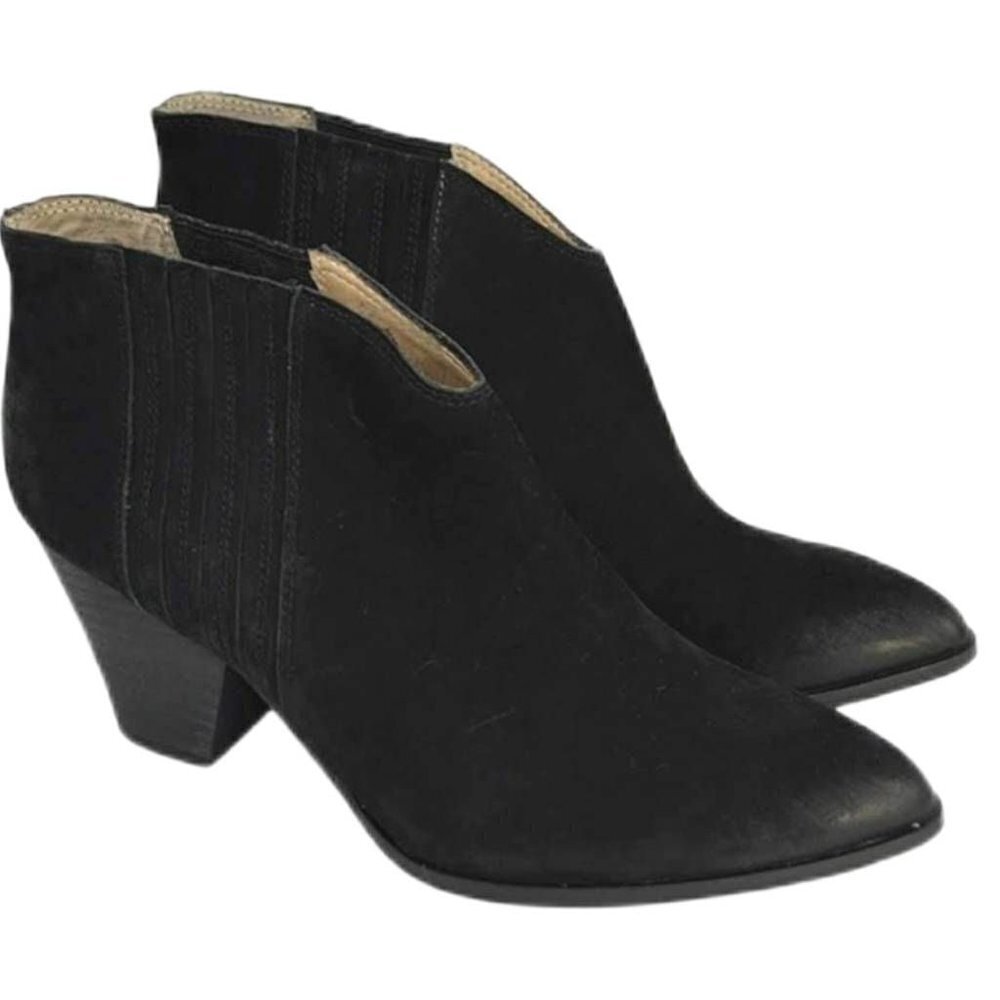 Splendid Womens Ankle Boots Booties Black Leather Cuban Heel High Slip On 10 M